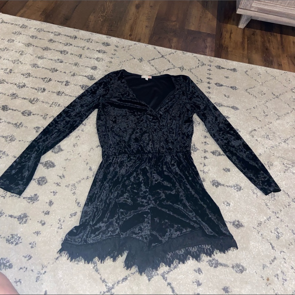 Black velvet romper